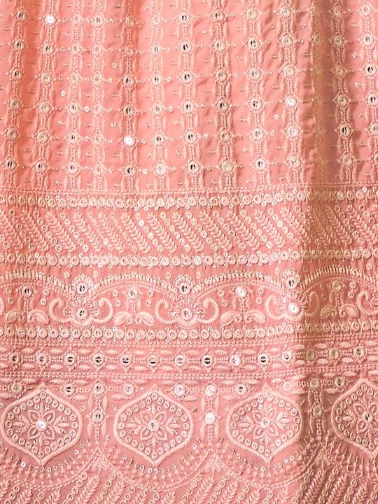 Peach Georgette Sequined A-Line Lehenga Choli Cheap Sale Eastbay