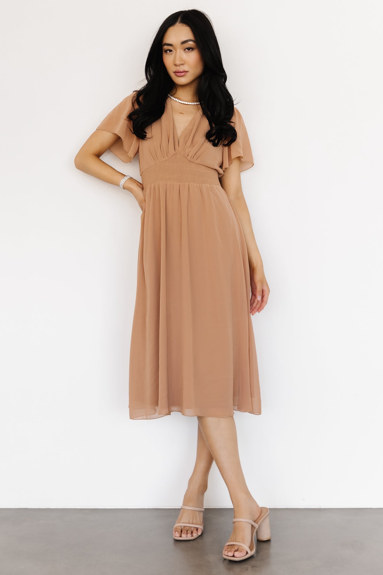 Sarah Smocked Midi Dress | Dusty Camel Outlet Big Discount