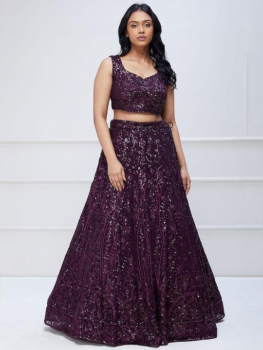 Purple Georgette Sequin work Flared lehenga choli Cheap Sale Amazing Pice