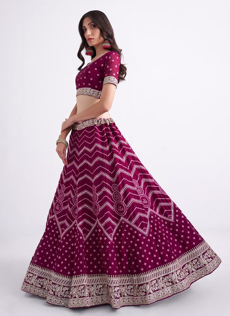 Embroidered Dark Magenta Lehenga Inexpensive Sale Online