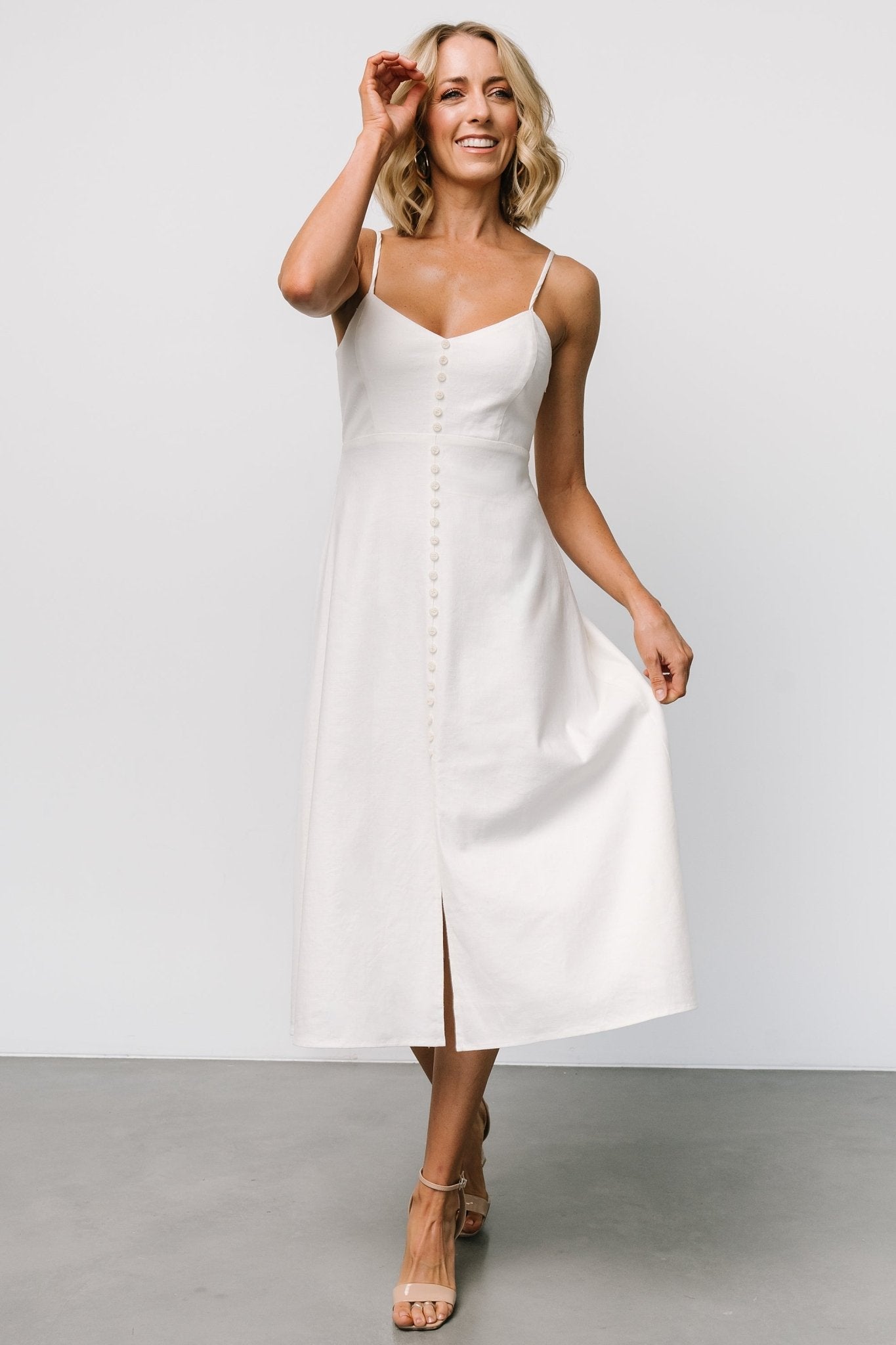 Laya Button Front Dress | Ivory Sale Best