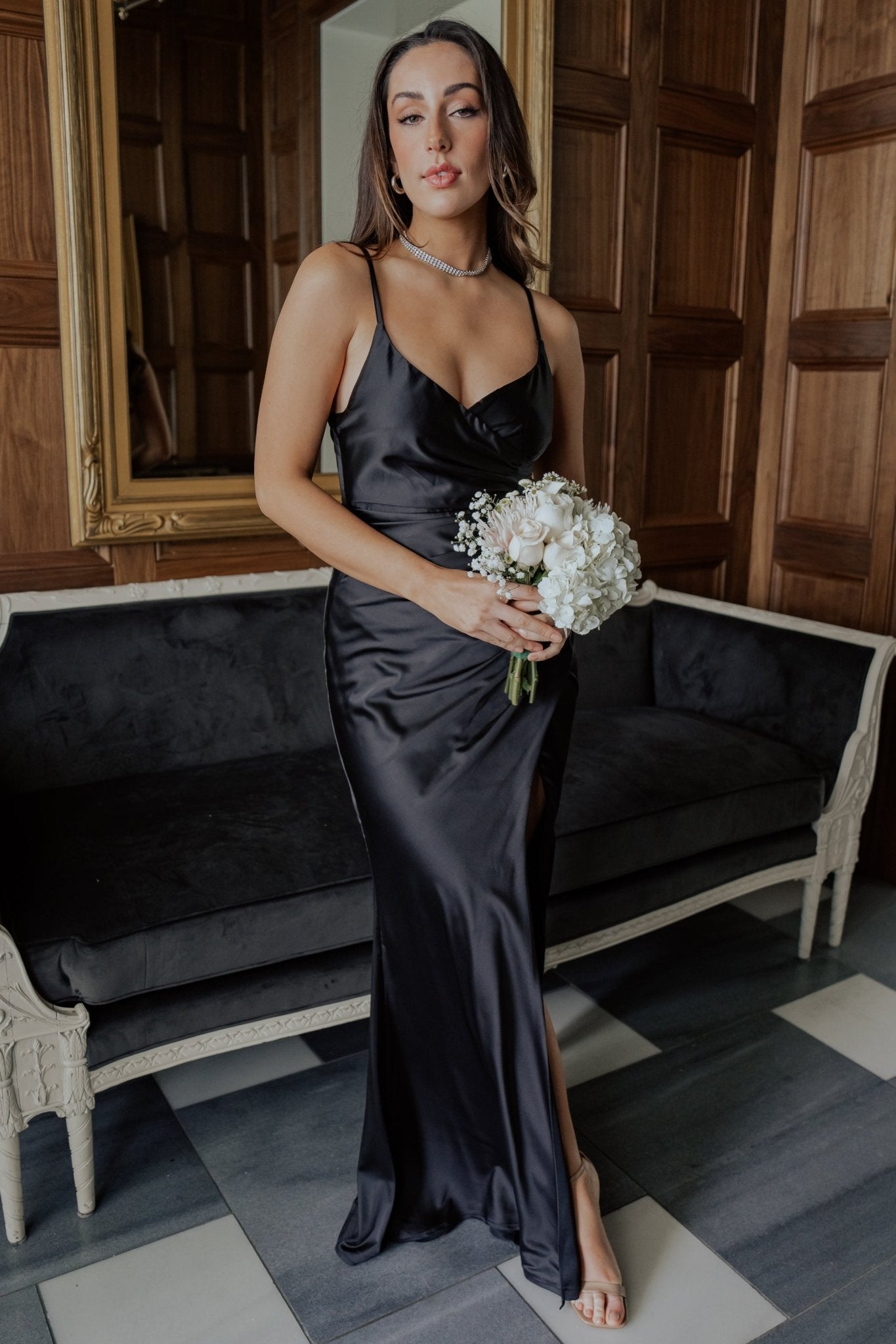 Monet Satin Gown | Black Quality Free Shipping