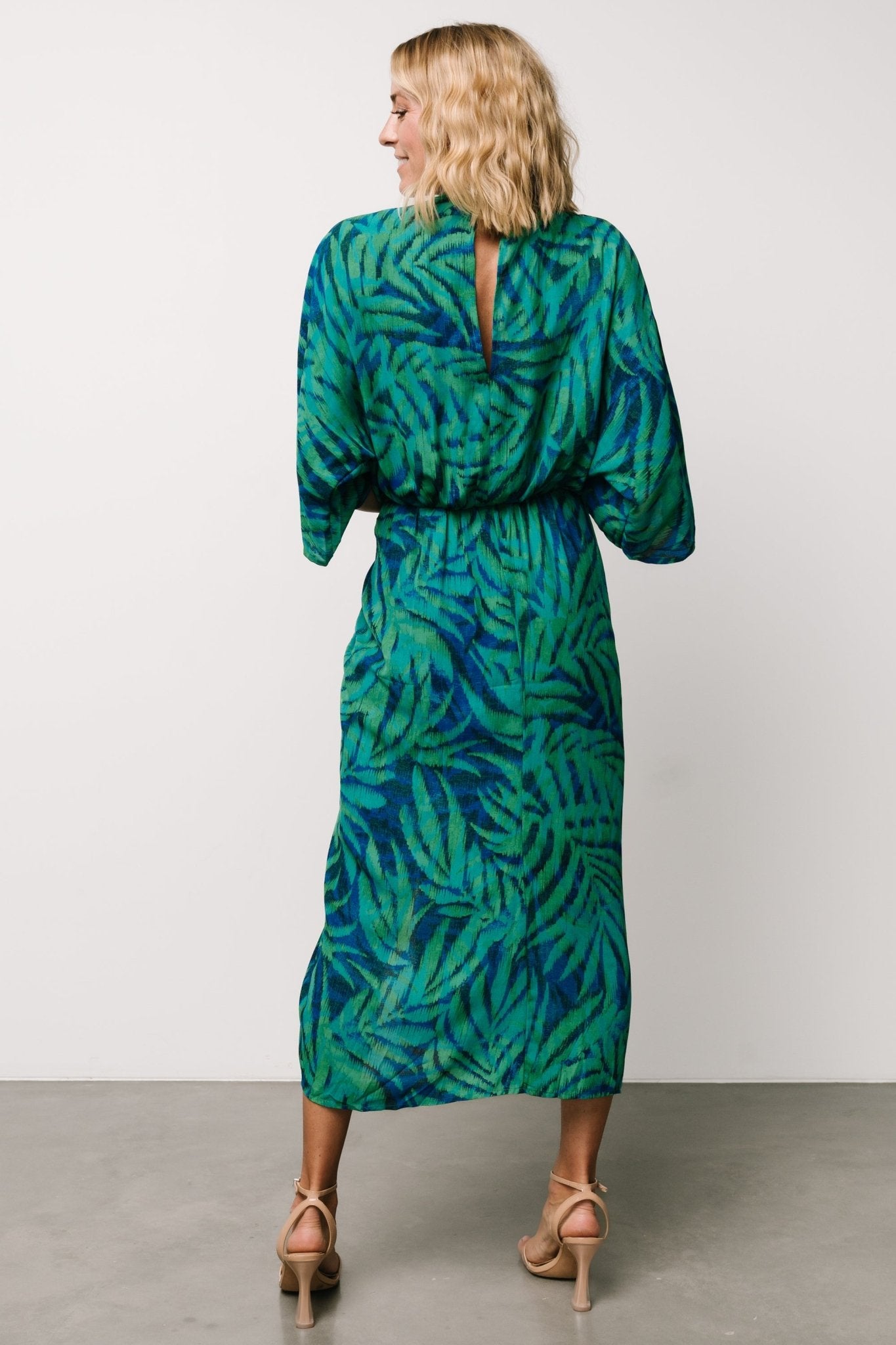 Janessa Midi Dress | Green + Blue Print Buy Cheap Get Authentic