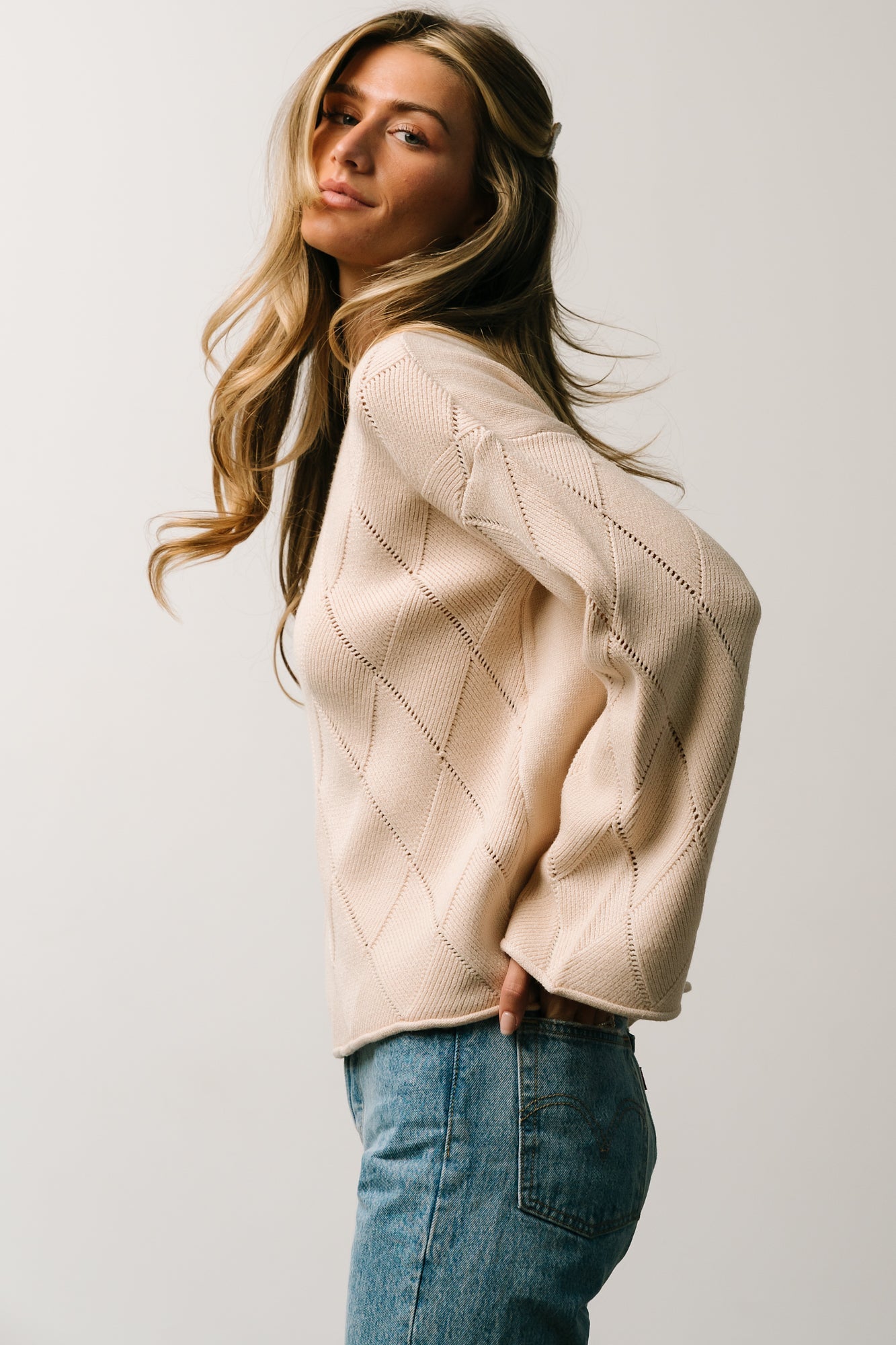 Britta Diamond Knit Sweater | Beige Cheap Nicekicks