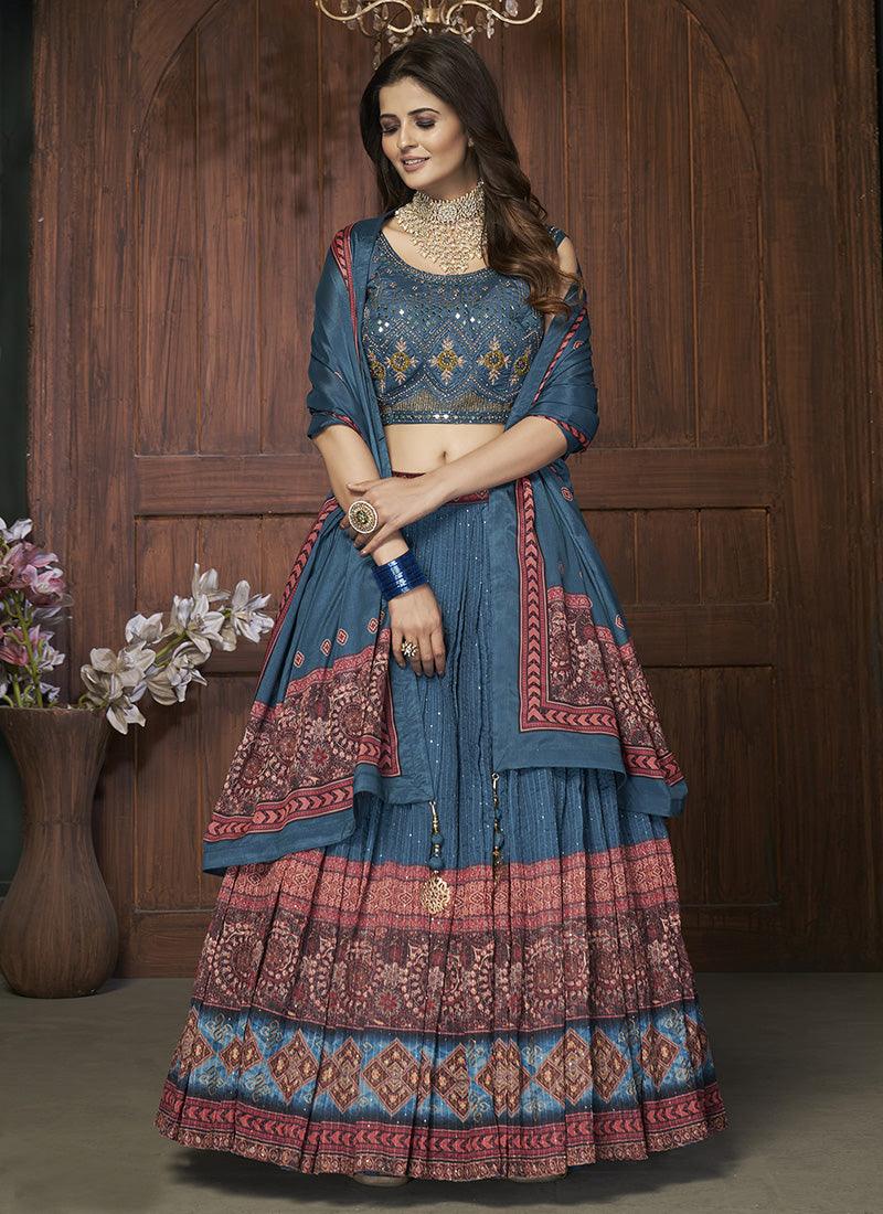 Navy Blue Color Art Silk Material Lehenga With Sequins Work Footlocker Finishline Online