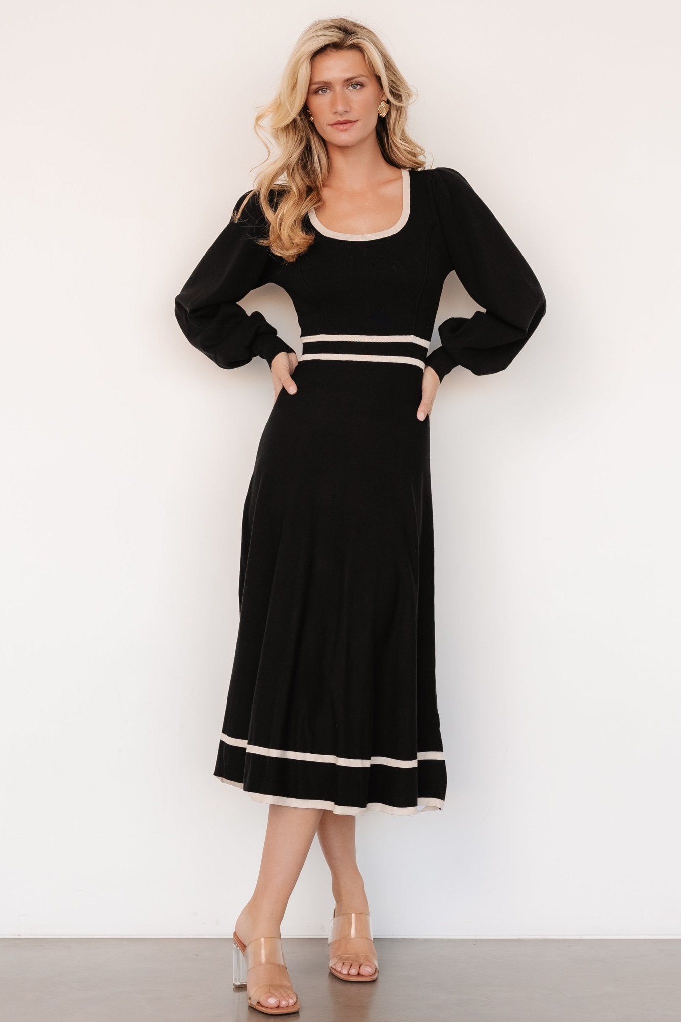 Winslet Knit Dress | Black + Cream Inexpensive