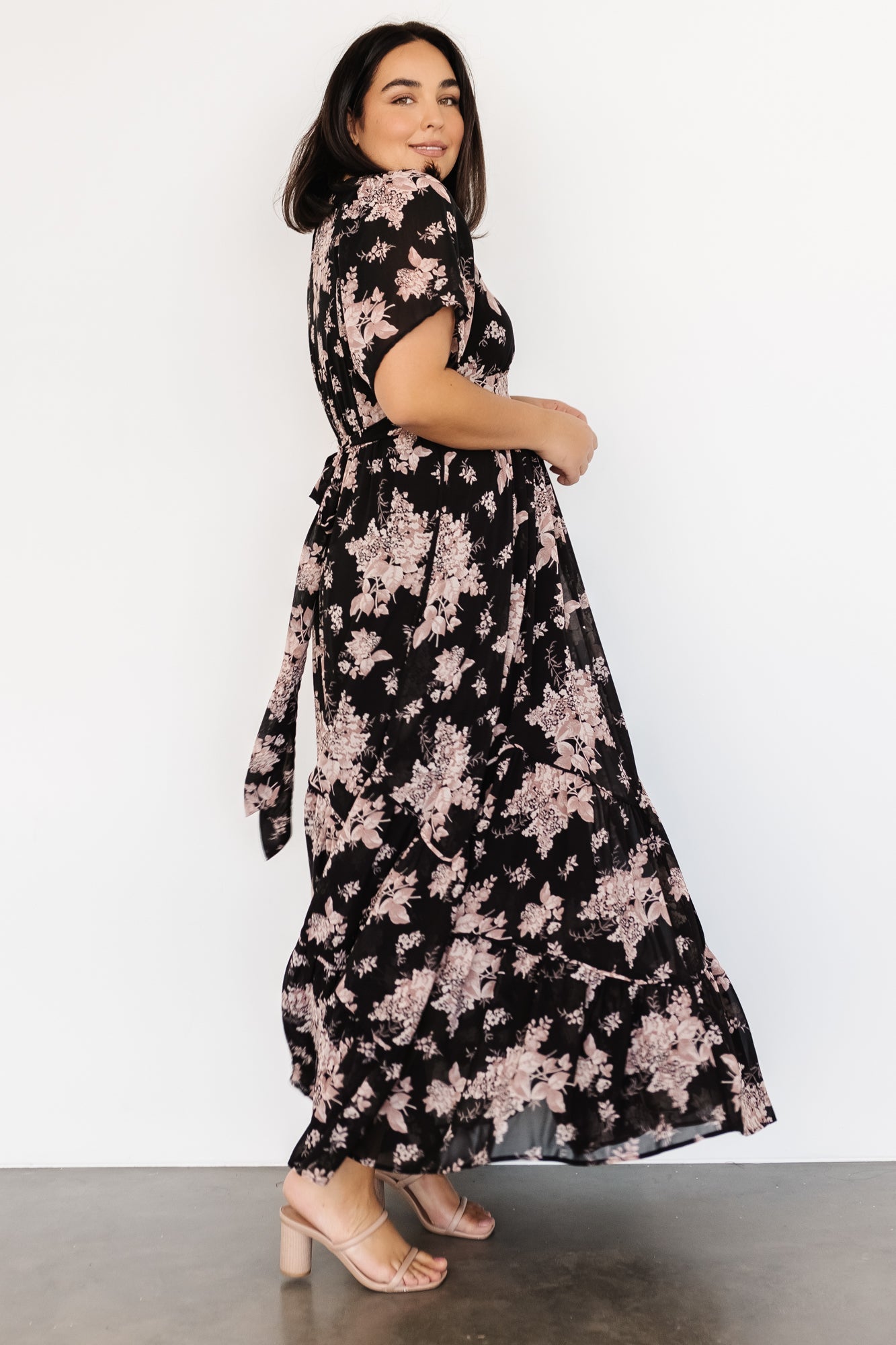 Katherine Maxi Dress | Black + Blush Floral Clearance Purchase