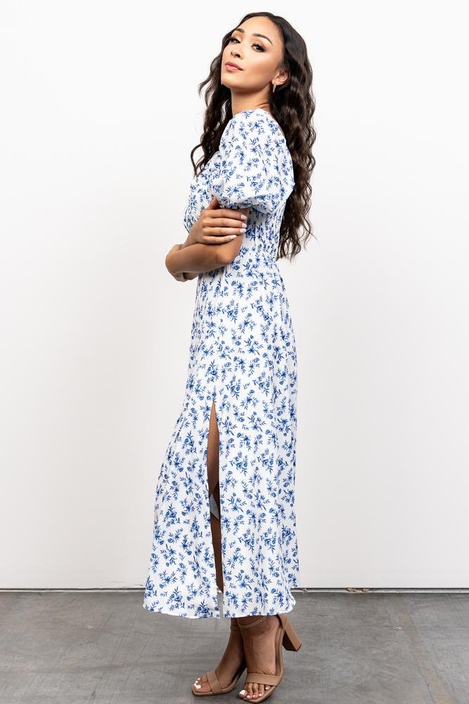 Gwen Smocked Midi Dress | Blue Floral Buy Cheap Big Discount