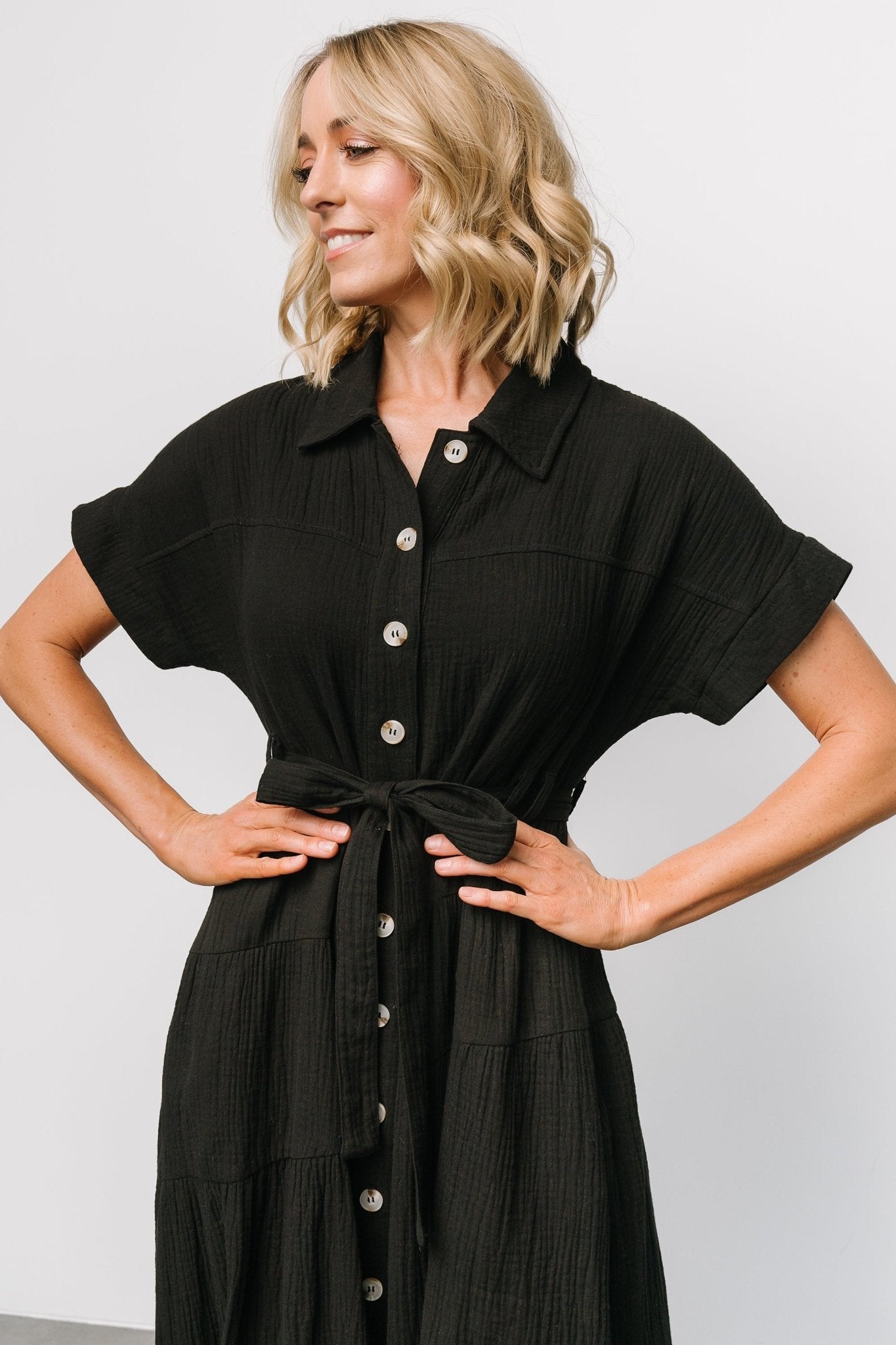 Aizey Button Up Maxi Dress | Black Cheap Sale