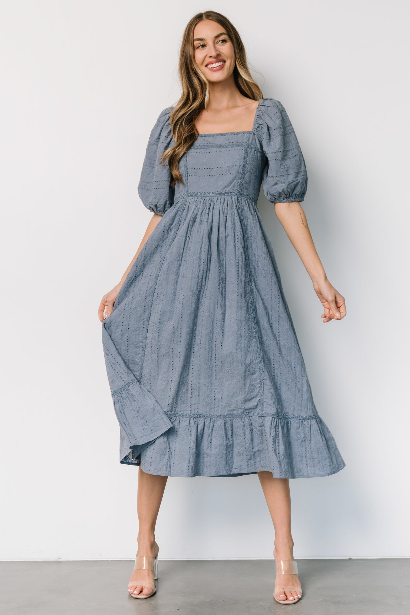 Delaney Eyelet Dress | Dusty Blue Brand New Unisex