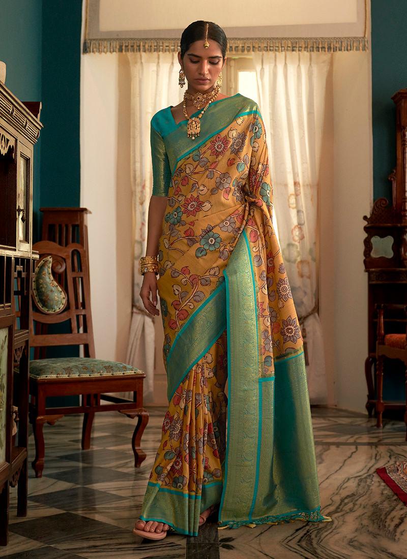 Classic Wear Yellow Tussar Silk Saree Outlet Store Locations