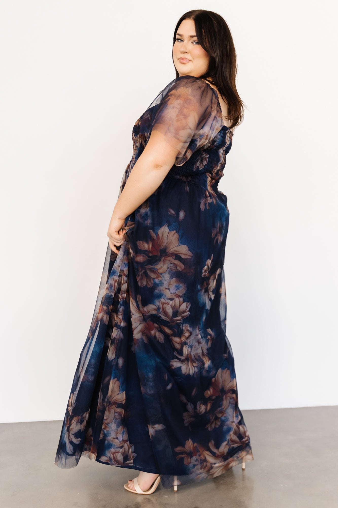 Cassandra Tulle Maxi Dress | Dark Blue Floral Discount Low Cost