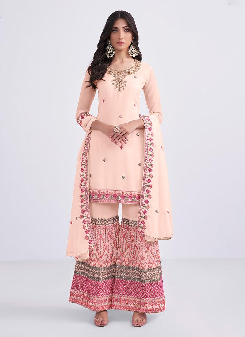 Peach Georgette Pakistani Sharara 2025 New