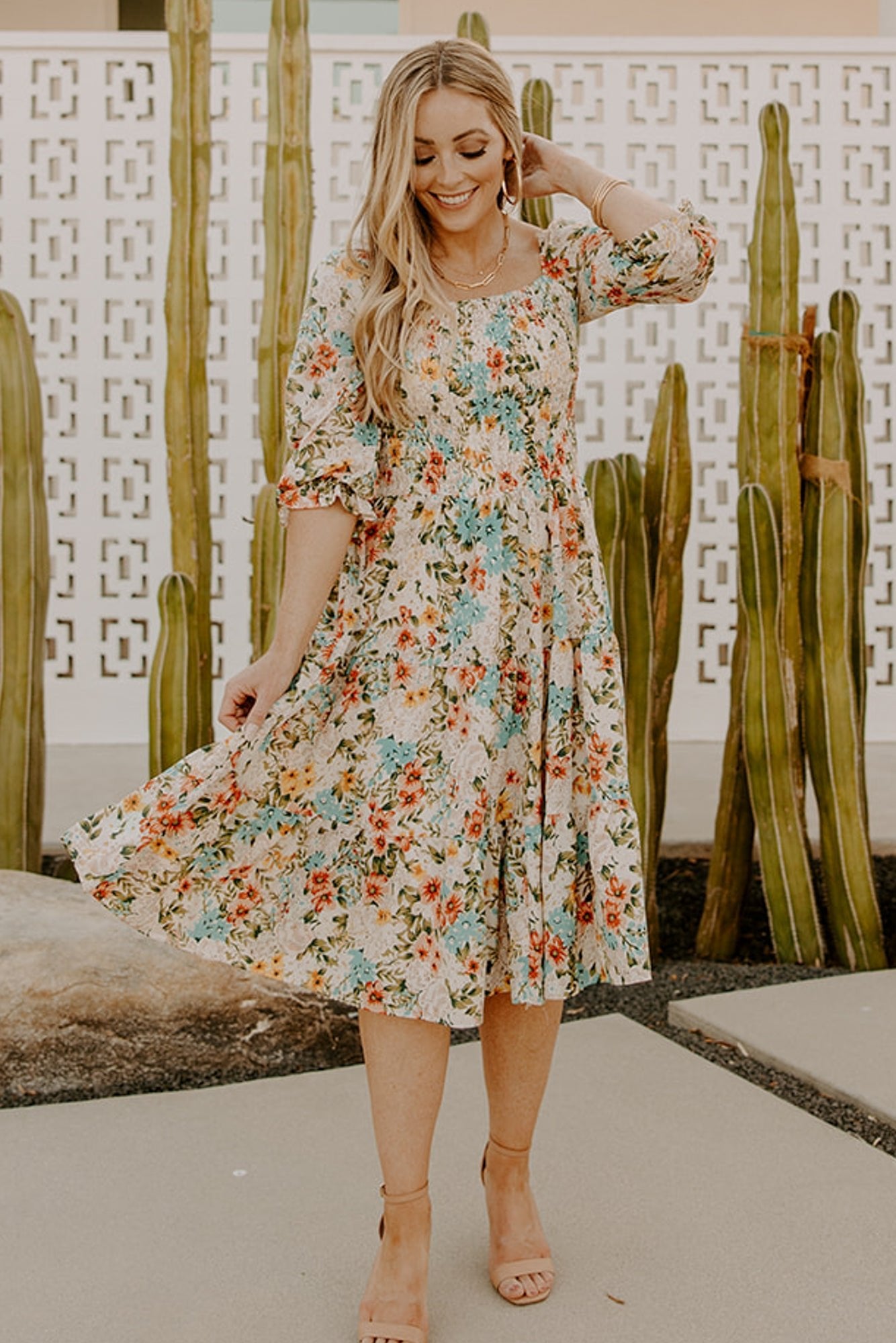 Marta Smocked Midi Dress | Summer Floral 100% Authentic