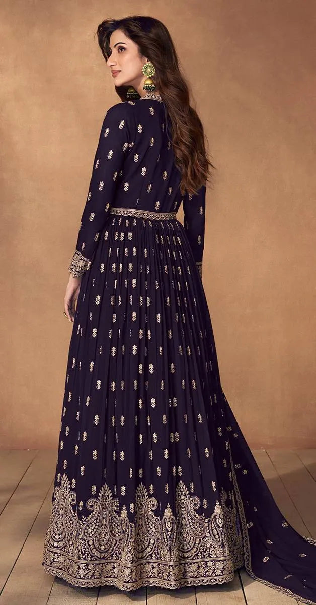 Iconic Designer Faux Georgette Embroidered Anarkali Suits Cheap Low Shipping Fee