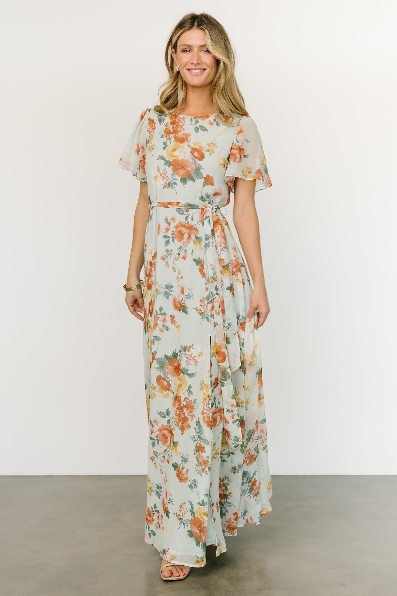 Naomi Short Sleeve Maxi Dress | Sage Floral Free Shipping Footlocker Finishline