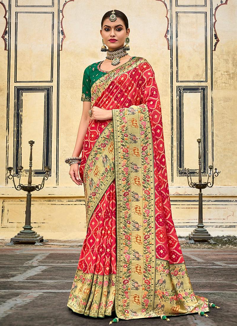 Heavy Silk Red Silk Saree For Wedding 100% Authentic For Sale