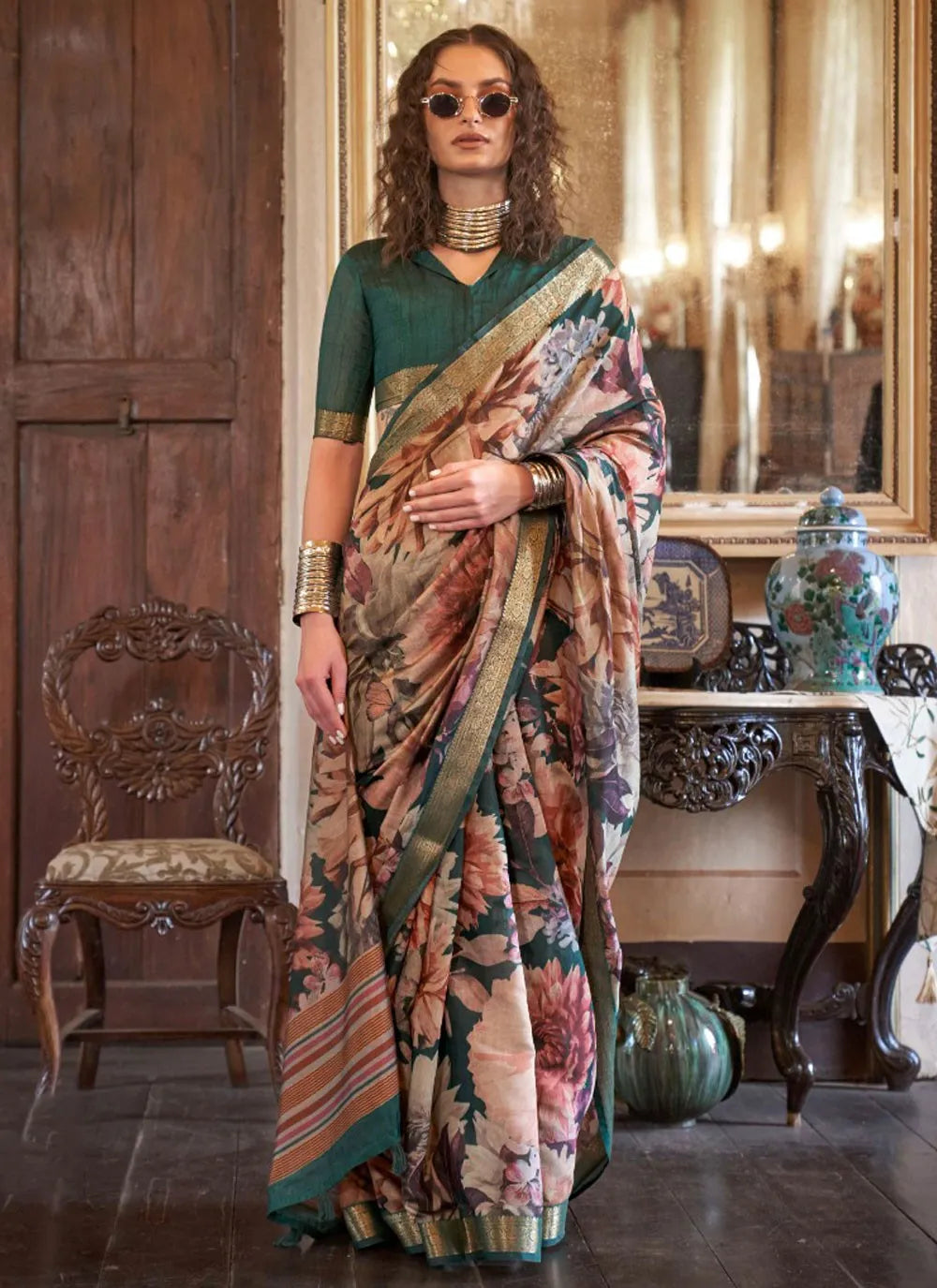 Marvelous Multi Colored Printed Viscos Soft Silk Saree Excellent Online