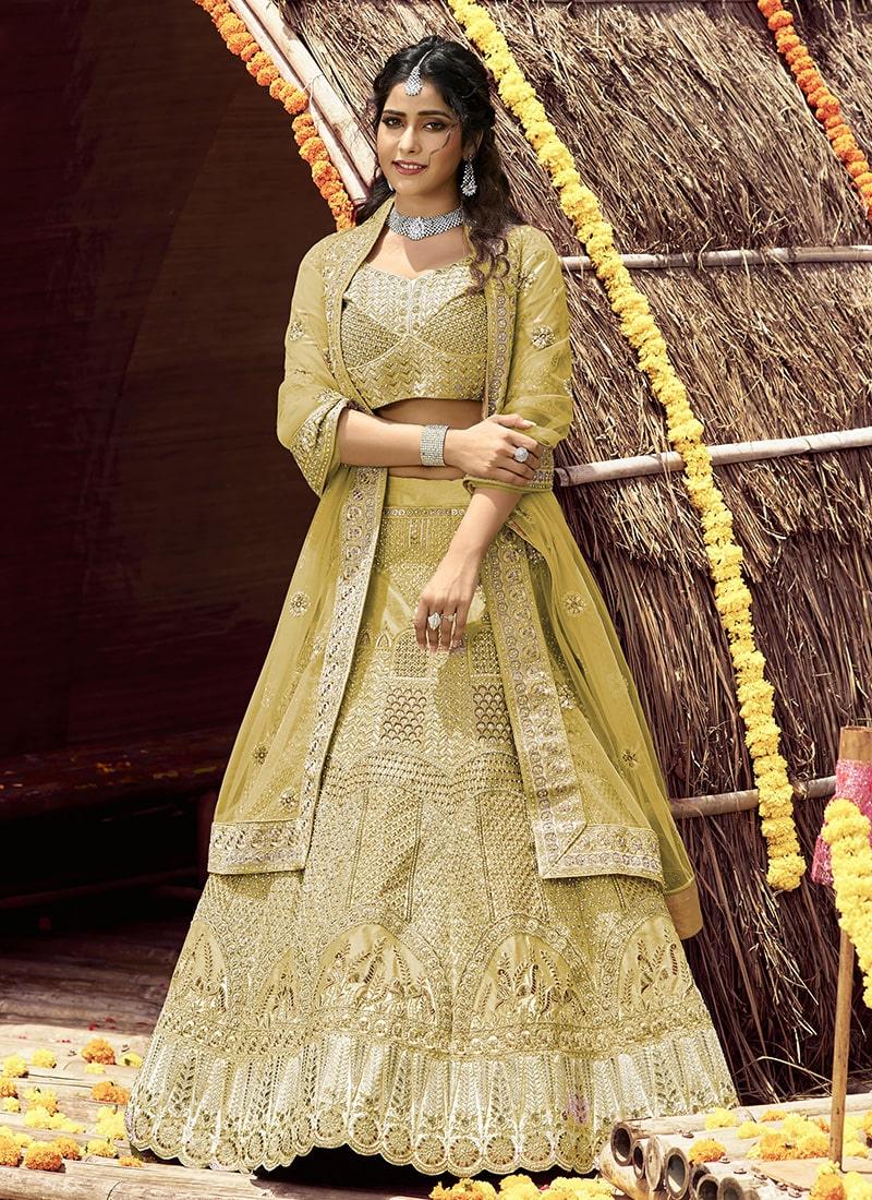 Yellow Color Velvet Base Dori And Stone Work Lehenga Choli 2025 Sale Online