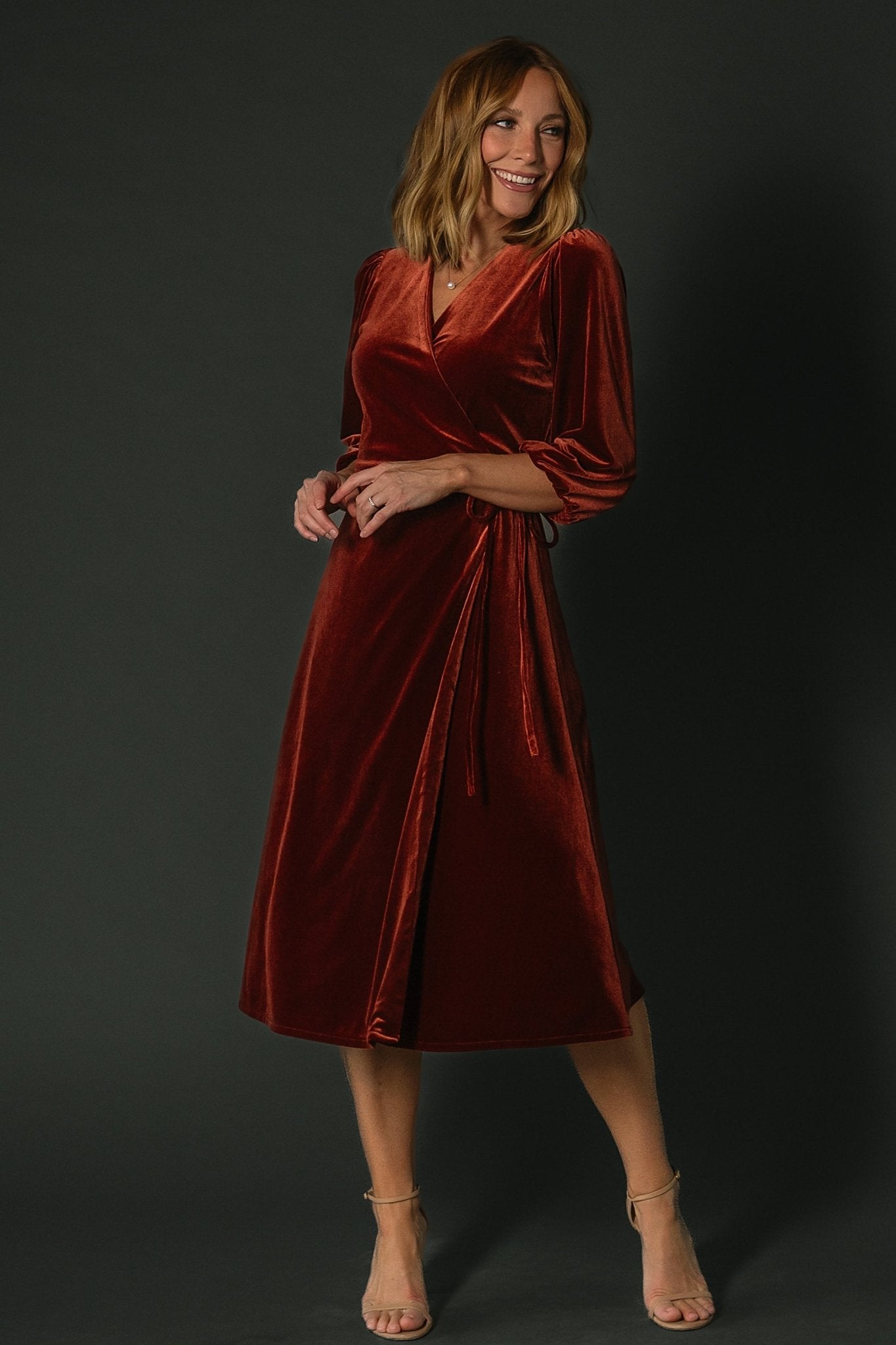 Beckinsale Velvet Wrap Dress | Cinnamon Discount Looking For