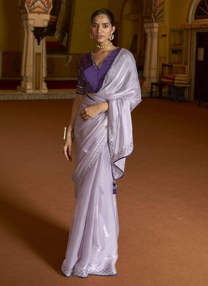 Organza Saree With Purple Blouse Footlocker Pictures Sale Online