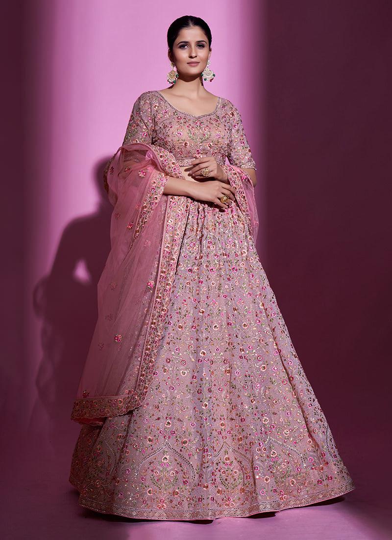 Embroidered Mauve Pink Heavy Lehenga Free Shipping Pick A Best