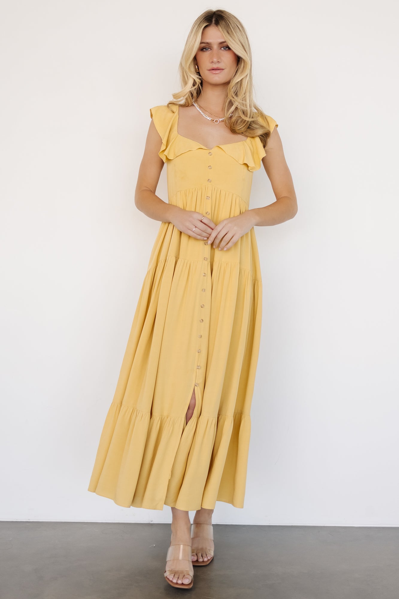 Ellie Ruffle Top Dress | Golden Yellow Big Sale Sale Online