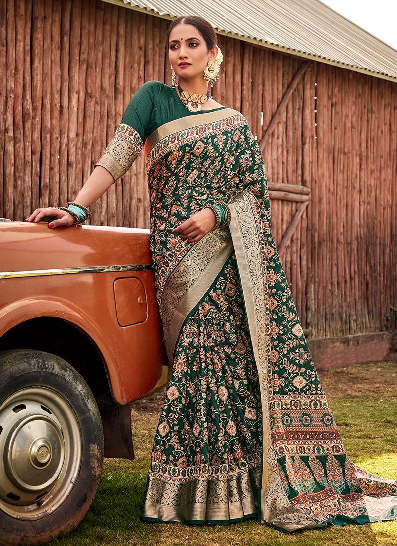 Green Color Digital Print Traditional Saree Huge Surprise For Sale