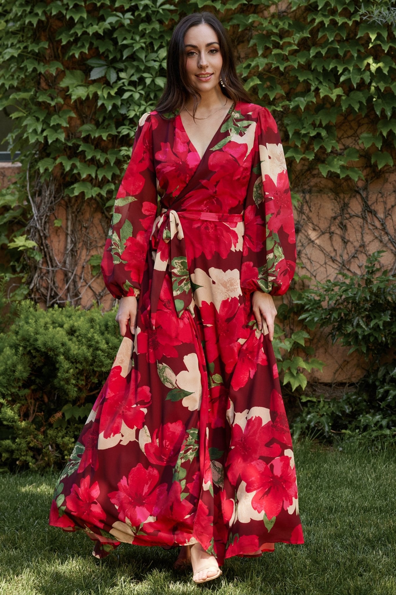 Katinka Wrap Maxi Dress | Burgundy Multi Floral Sale New