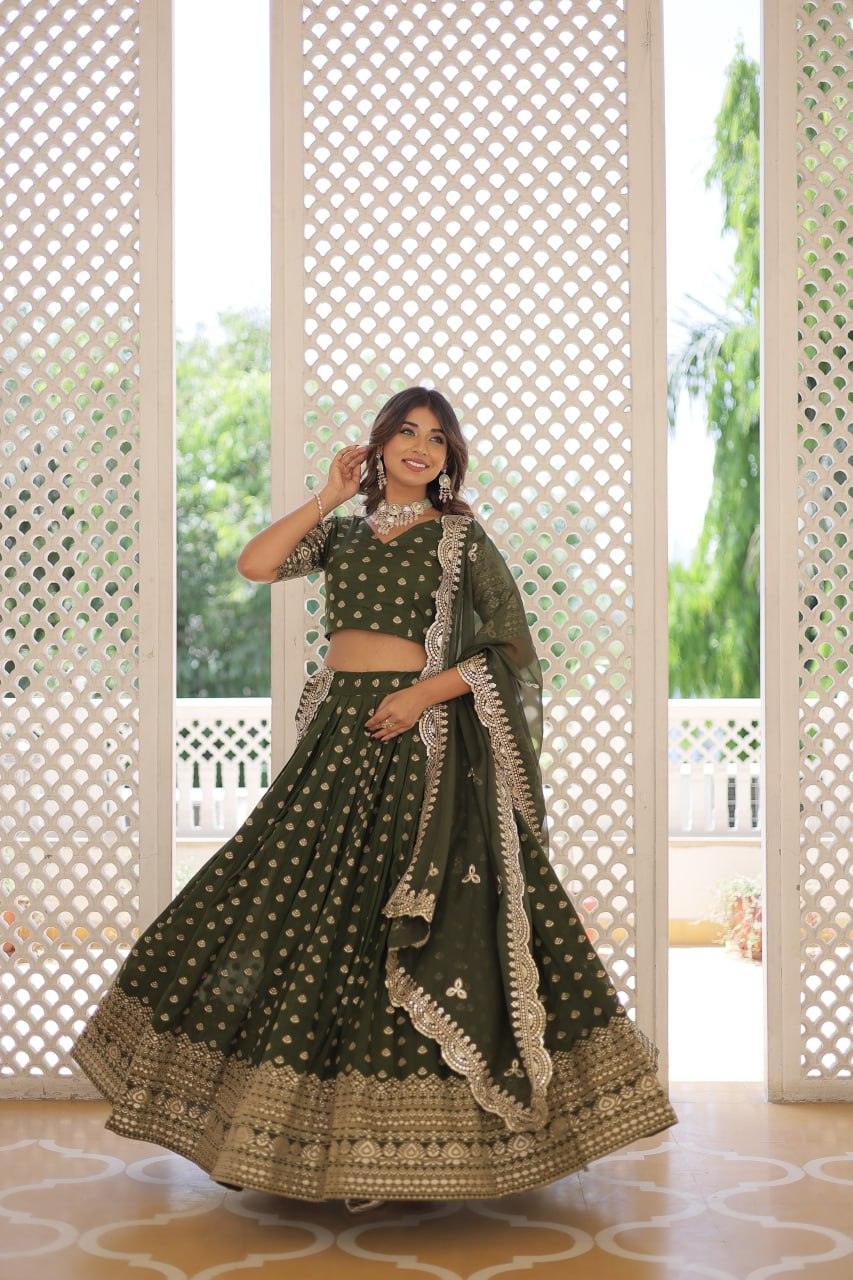 Pure Dyable Viscous Jacquard Double Zari Worked Lehenga Choli Clearance Genuine