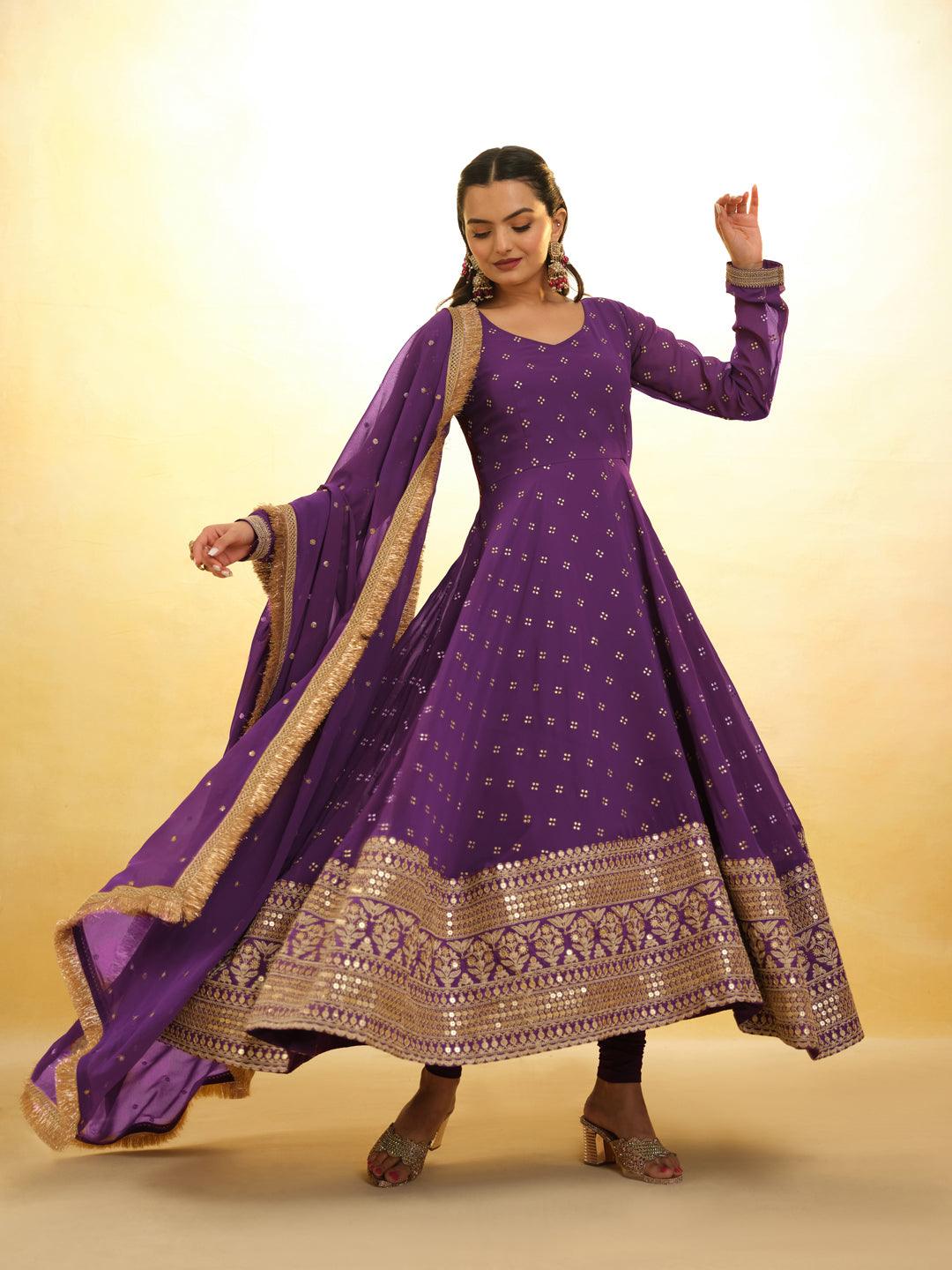 Purple Georgette ready-to-wear salwar suit with dupatta Cheap Sale The Cheapest