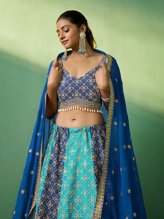 Blue Georgette Sequined Kalidar Lehenga choli Clearance Find Great