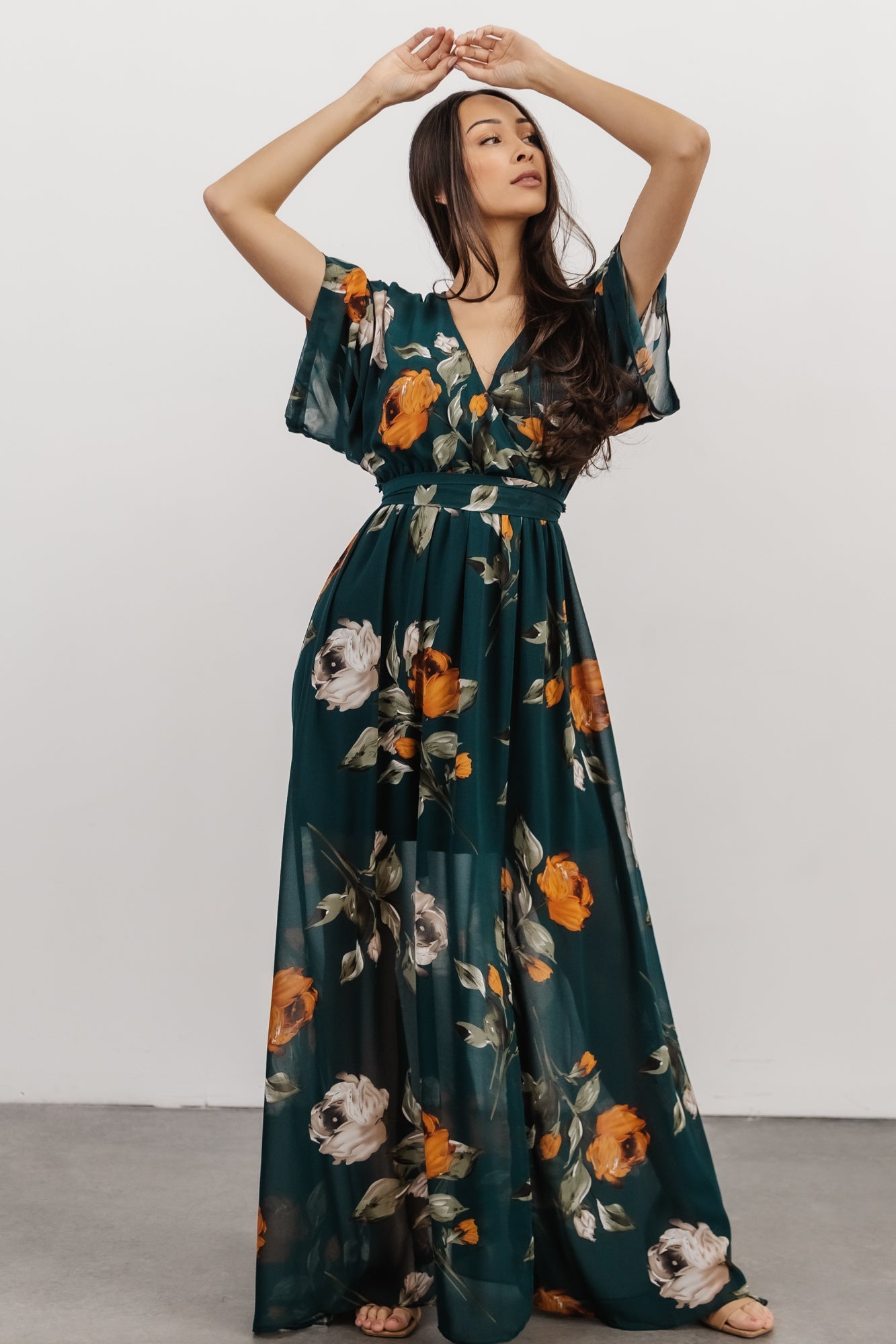 Kia Kimono Maxi Dress | Deep Topaz Floral Cheap Sale Cheapest