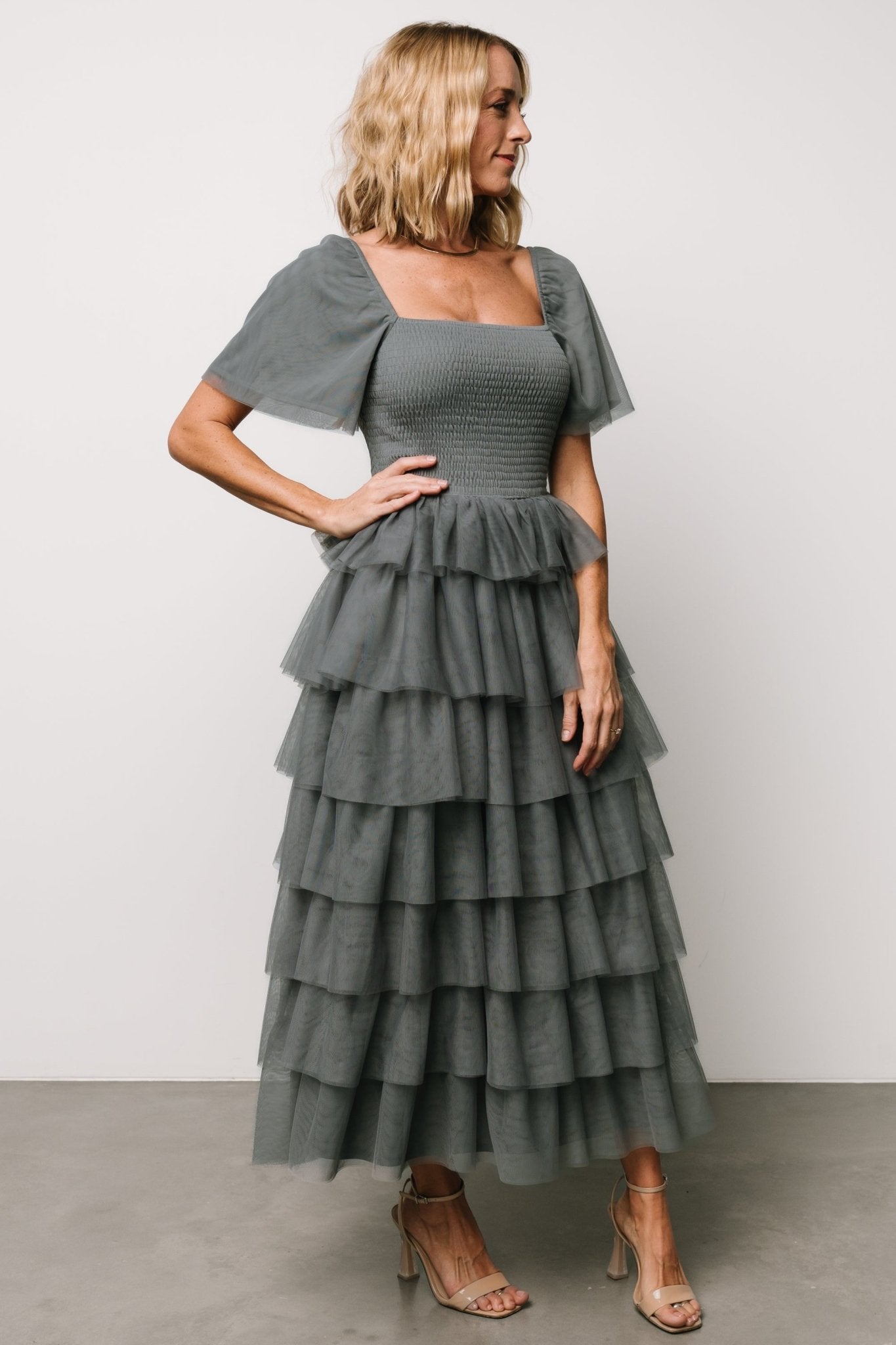 Cherise Tulle Tiered Dress | Blue Sage Cost Cheap Pice