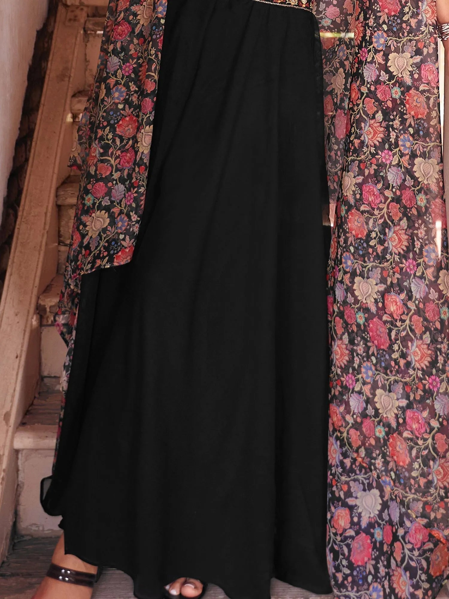 Sophisticated Black Fancy Fabric Palazzo Suit with Designer Top Free Shipping For Sale