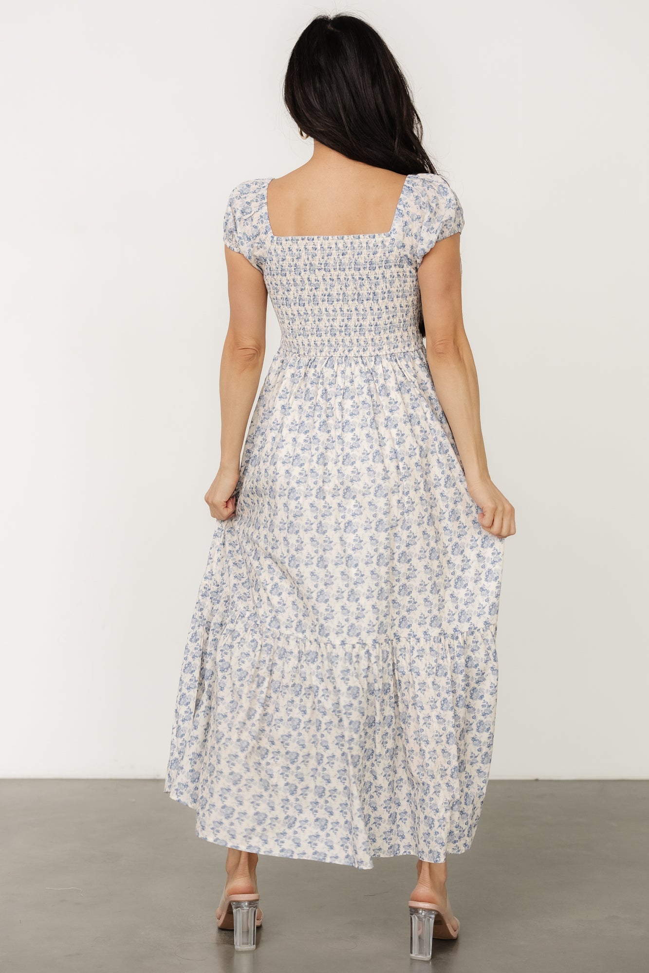 Haven Bow Dress | Ivory + Blue Floral With Credit Card Free Shipping