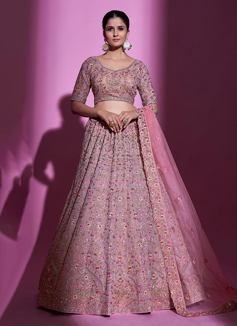 Embroidered Mauve Pink Heavy Lehenga Free Shipping Pick A Best