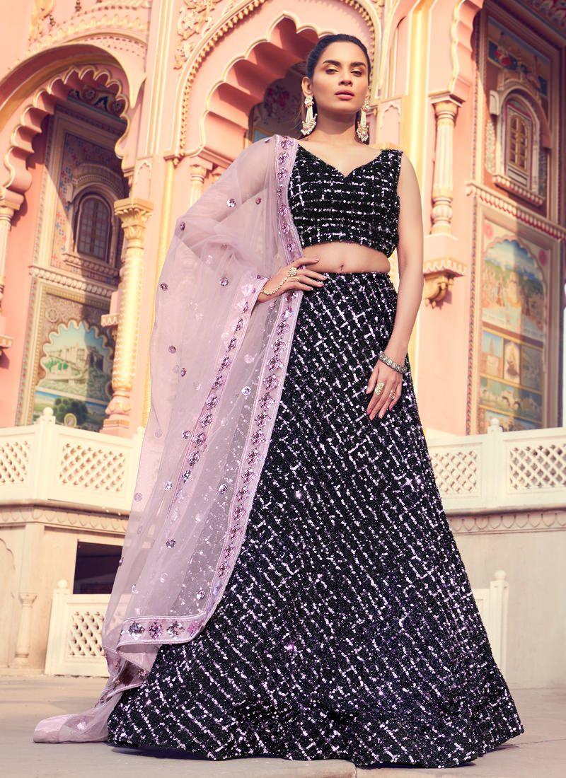 Divine Look Black Color Lehenga Choli With Matching Blouse Discount Low Shipping Fee