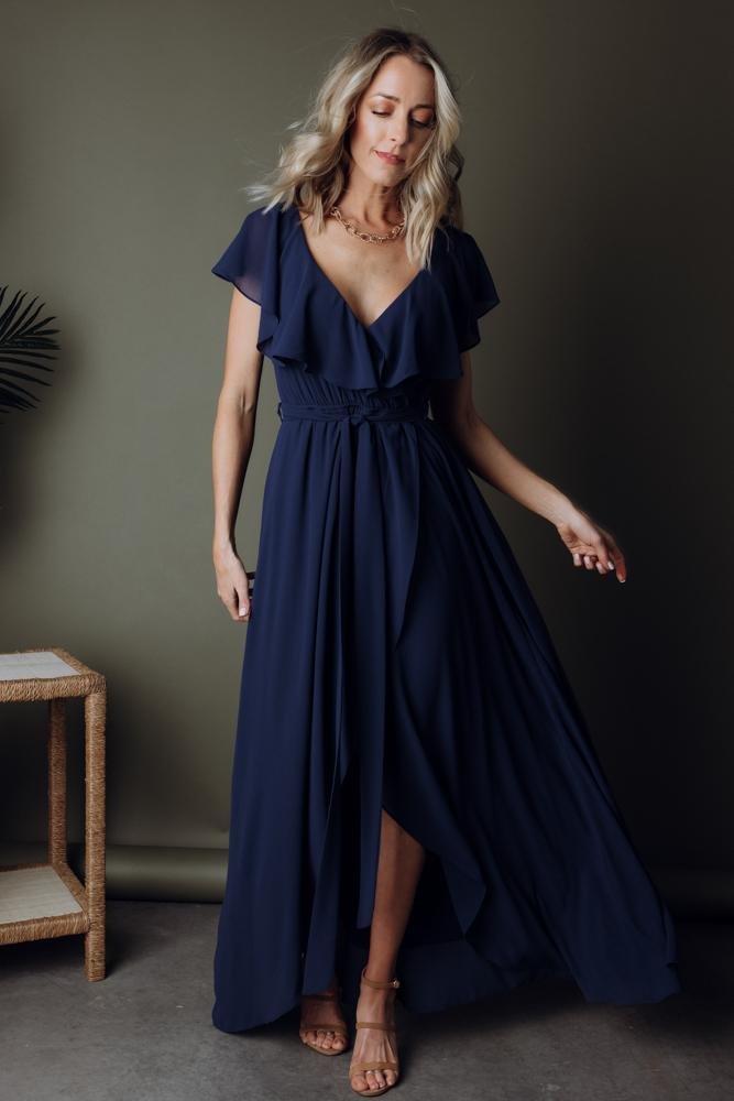 Katya Ruffle Maxi Dress | Navy Clearance Limited Edition