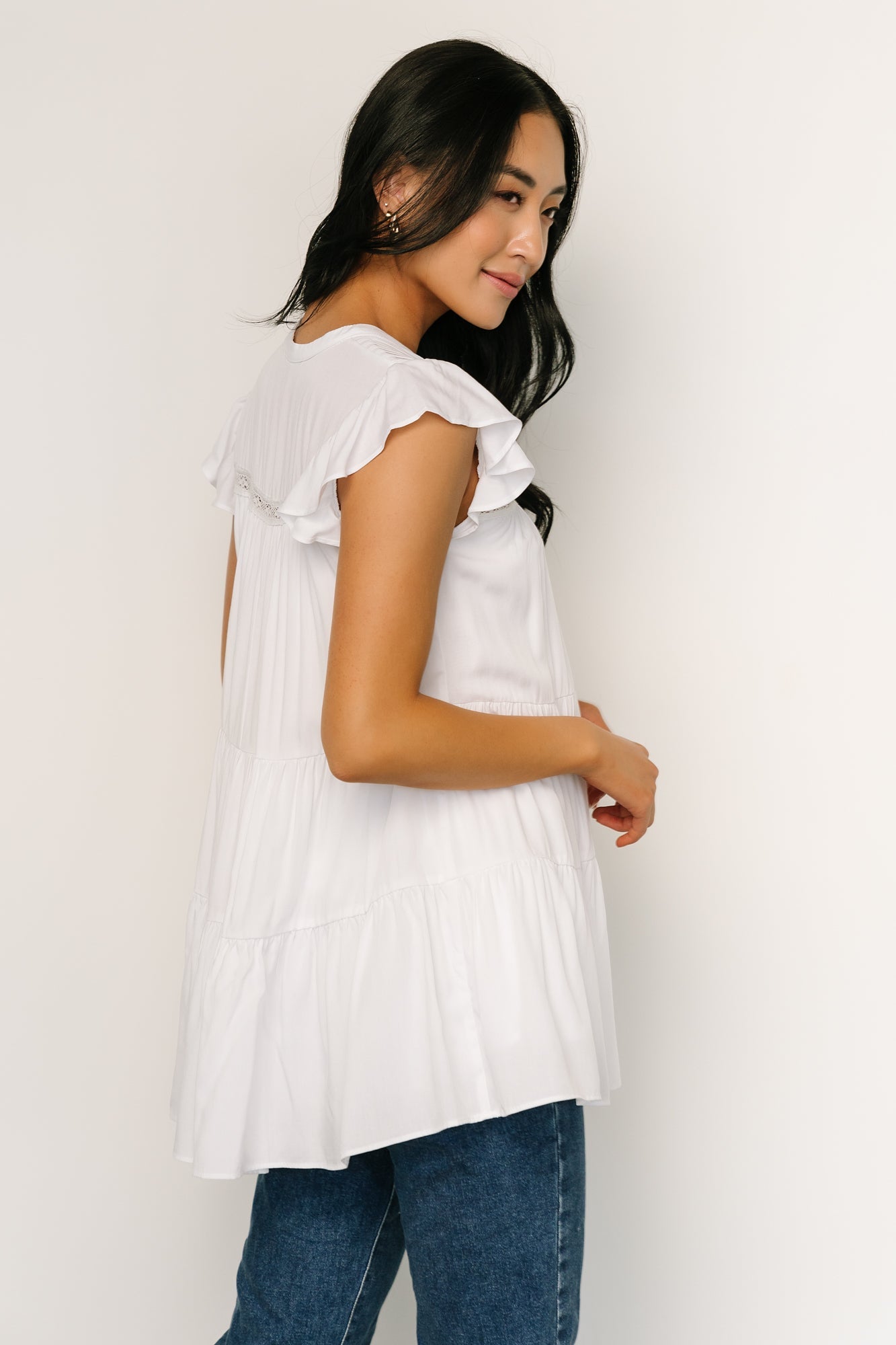 Margaret Tiered Top | White Release Dates Cheap Online