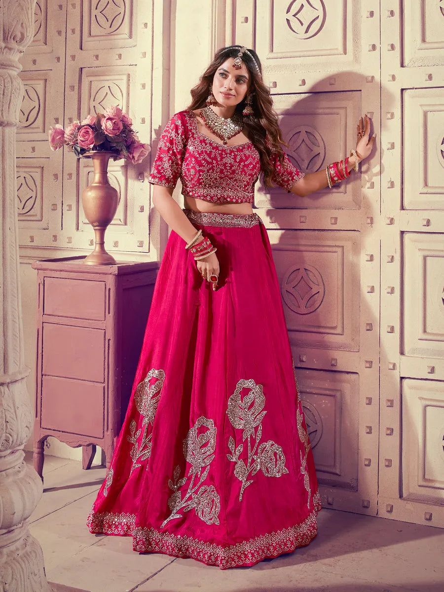 Designer Pink Embroidered Bridal Lehenga choli Set Discount Sale Online