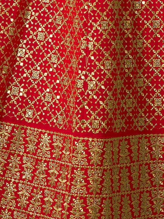 Red color Georgette Sequined A-Line Lehenga Choli Discount Store