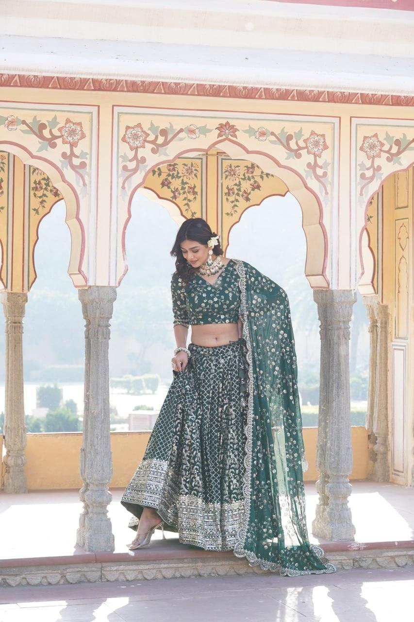 Attractive Pure Viscous Georgette Heavy Sequins Embroidered Lehenga Choli Set Countdown Package