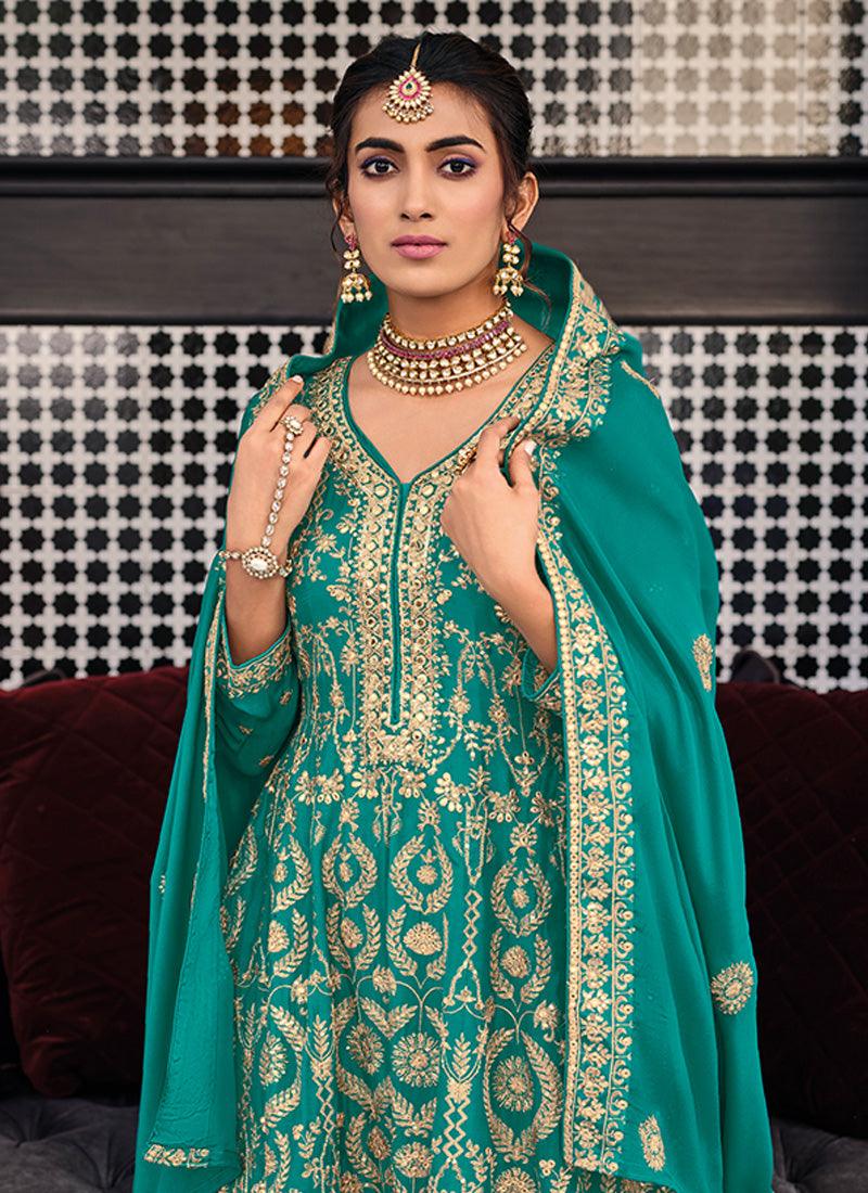 Turquoise Embroidered Pakistani Palazzo Suit Buy Cheap Wiki