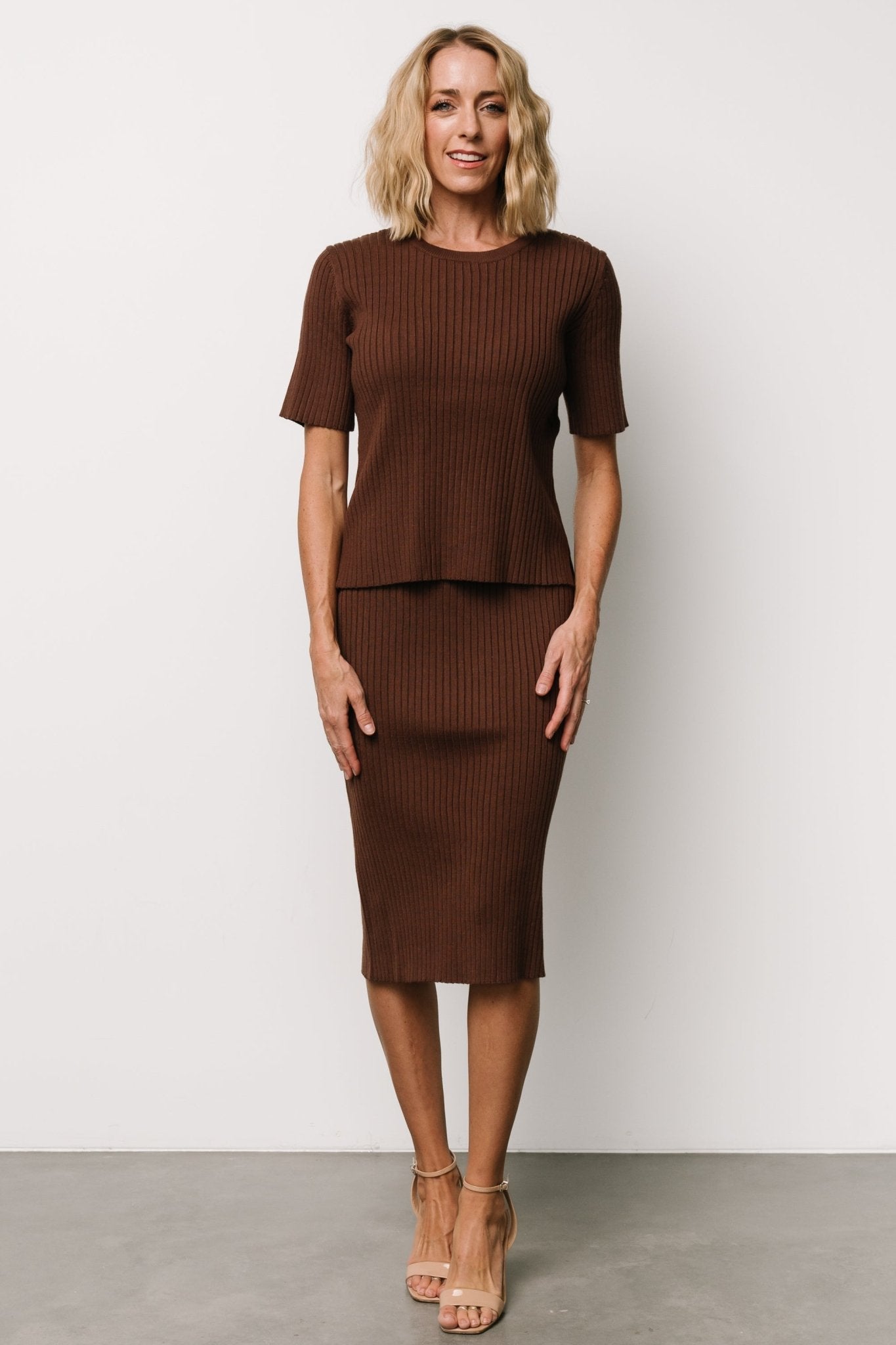 Stormi Ribbed Midi Skirt | Brown 100% Original Cheap Pice