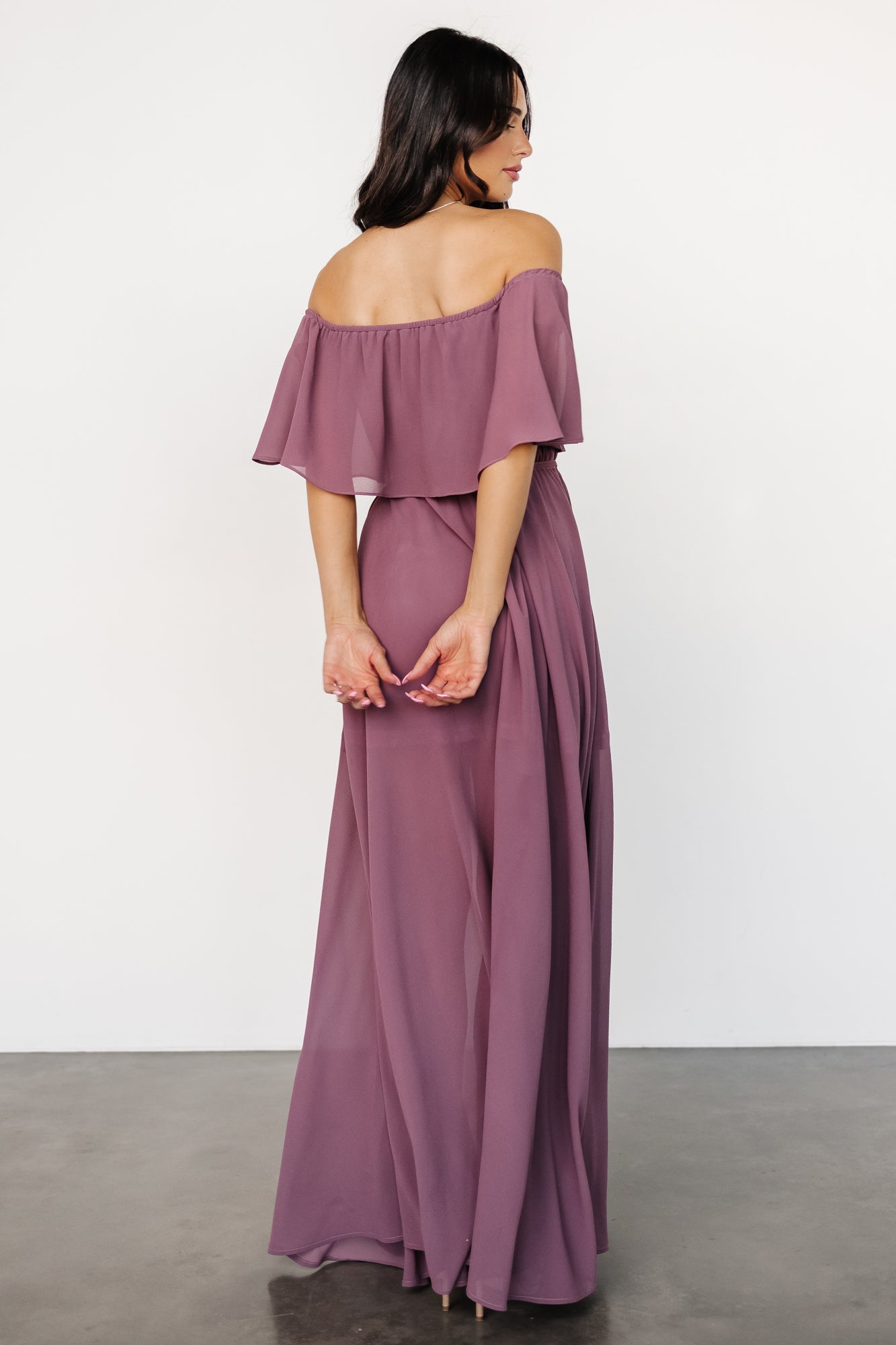 Victoria Off Shoulder Maxi Dress | Vintage Plum Clearance Exclusive