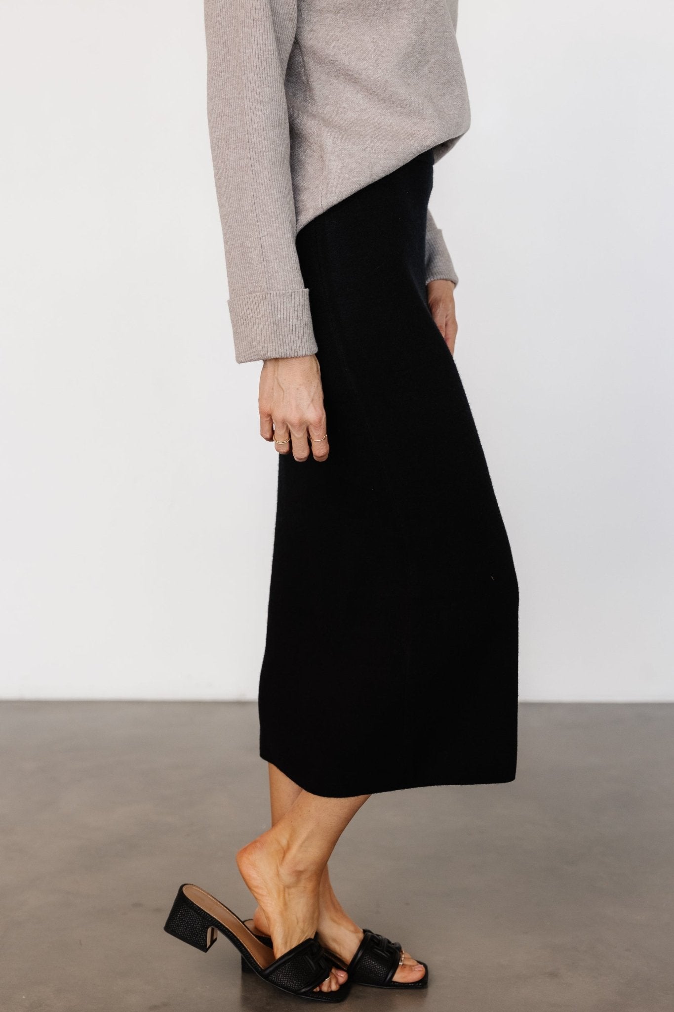 Alonso Knit Midi Skirt | Black New Arrival