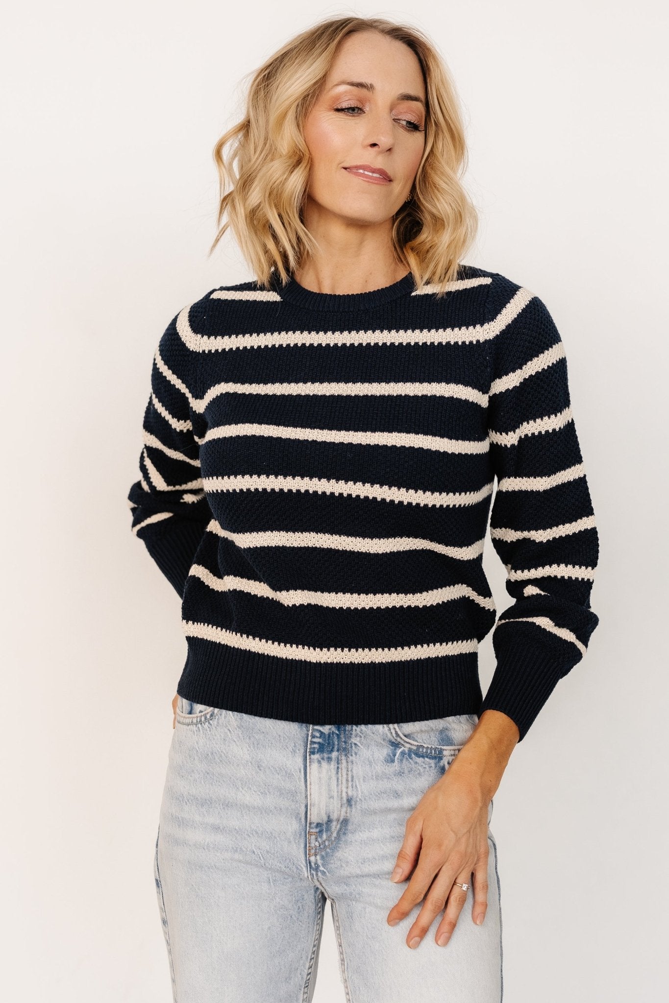 Rianne Knit Sweater | Navy + Cream Stripe Outlet 2025 New