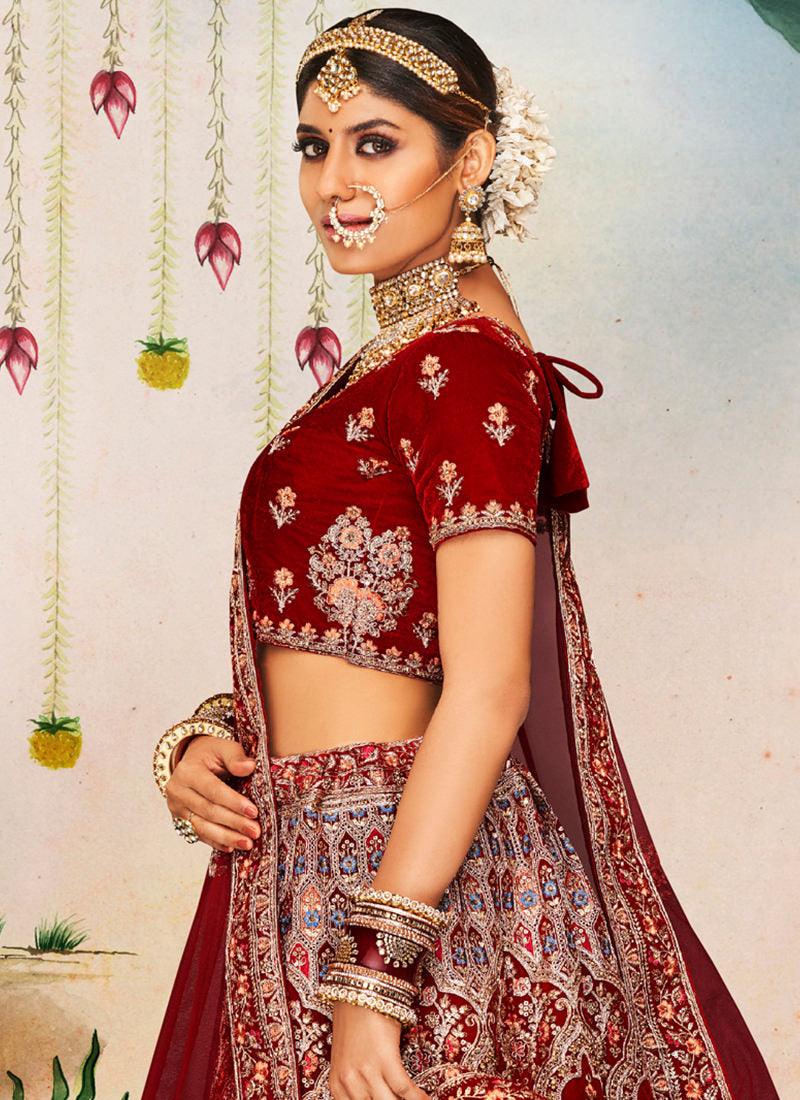 Latest Maroon Bridal Lehenga Choli Cheap Pice Free Shipping