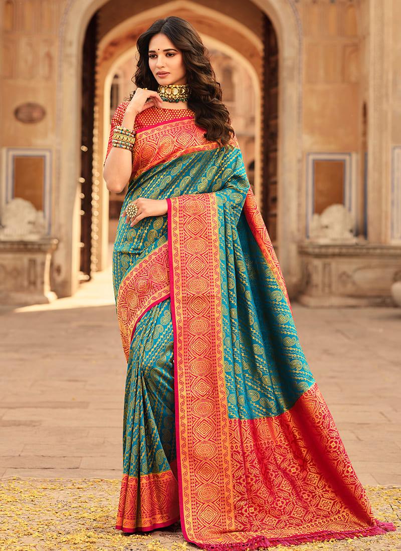 Festive Wear Turquoise Color Kanjiveram Soft Silk Saree With Silk Weave Cheap Very Cheap